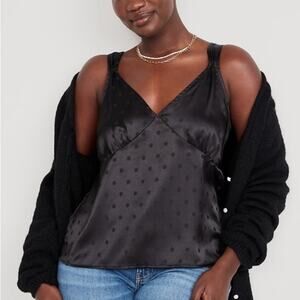 Old Navy black Polka-Dot Satin Jacquard Cami Top